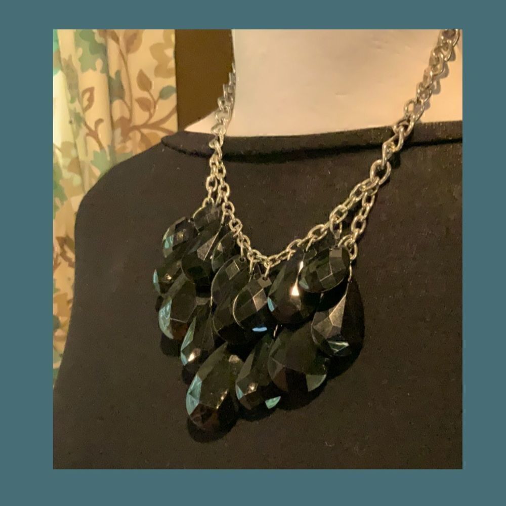 Vintage Black Drop Necklace  